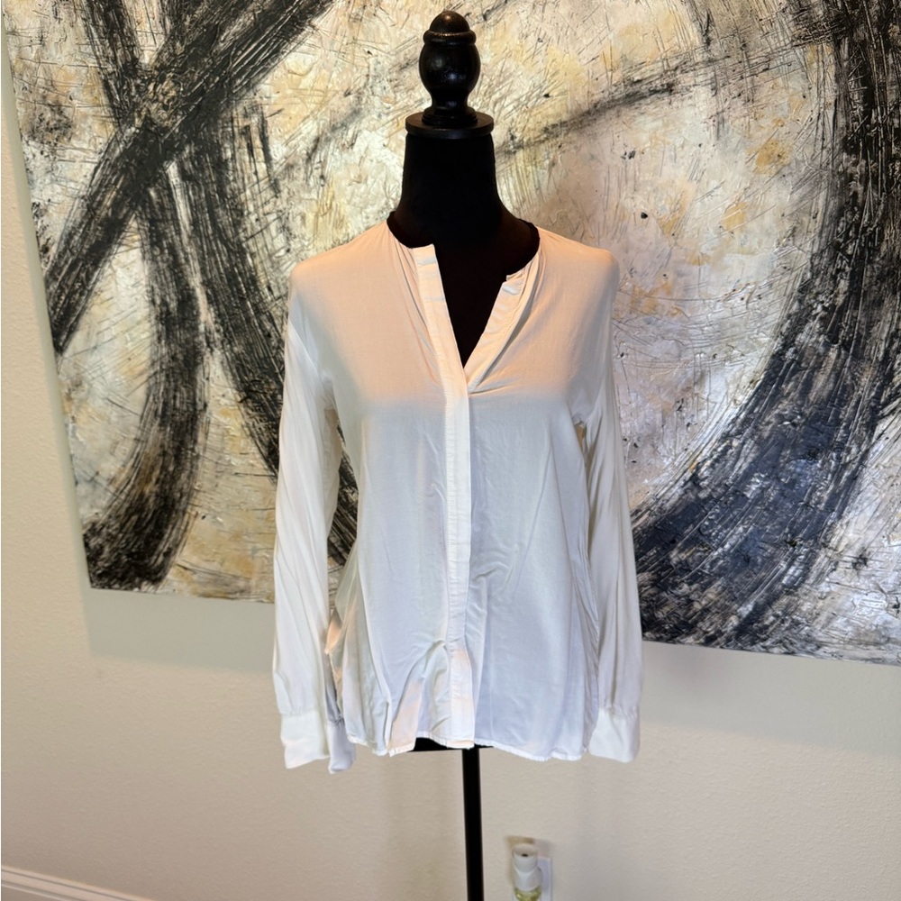 James Perse Cream and Black Button Down Shirt